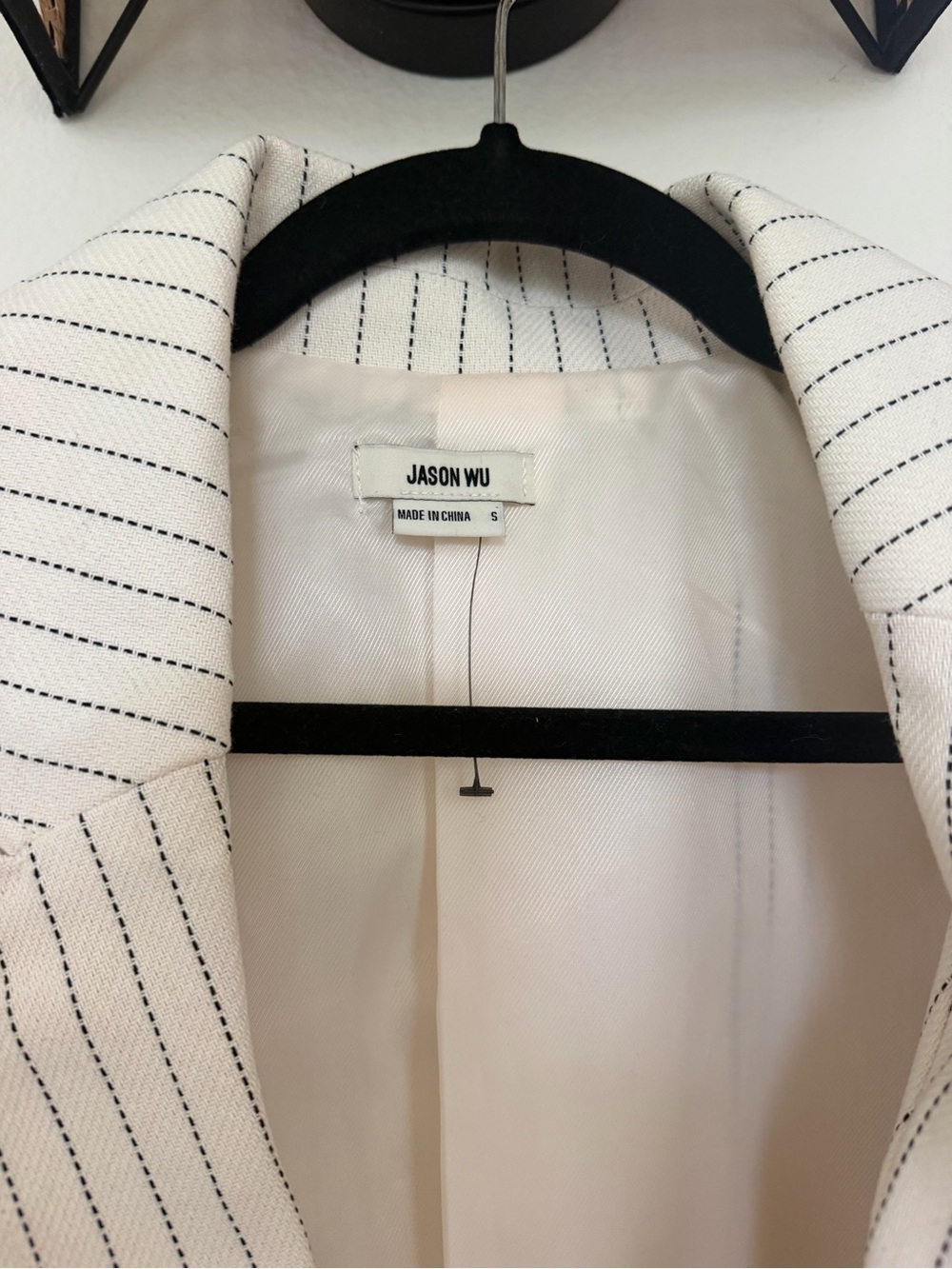 Jason Wu Cream Pinstripe Womens Cropped Blazer Jacket - Picture 5 of 5